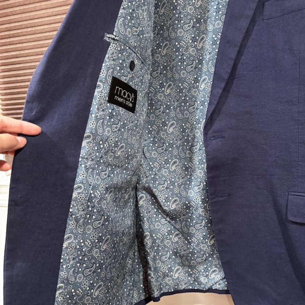 Lauren Ralph Lauren Blazer Mens Navy 100% Linen 48 Long - Picture 10 of 15